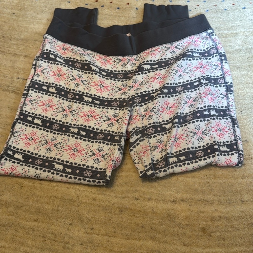 Women's Victoria’s secret Fair Isle Pattern Knit joggers - gray, White & Pink